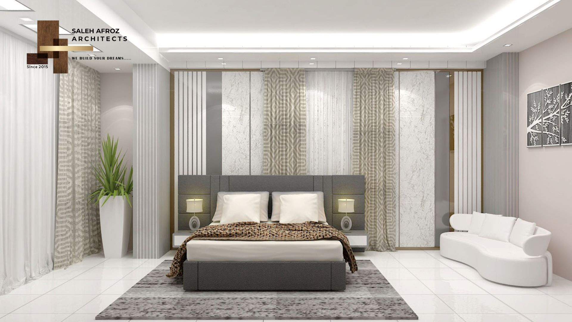 Elegant Master Bedroom Interior Design Company in Bangladesh | Saleh Afroz Architects